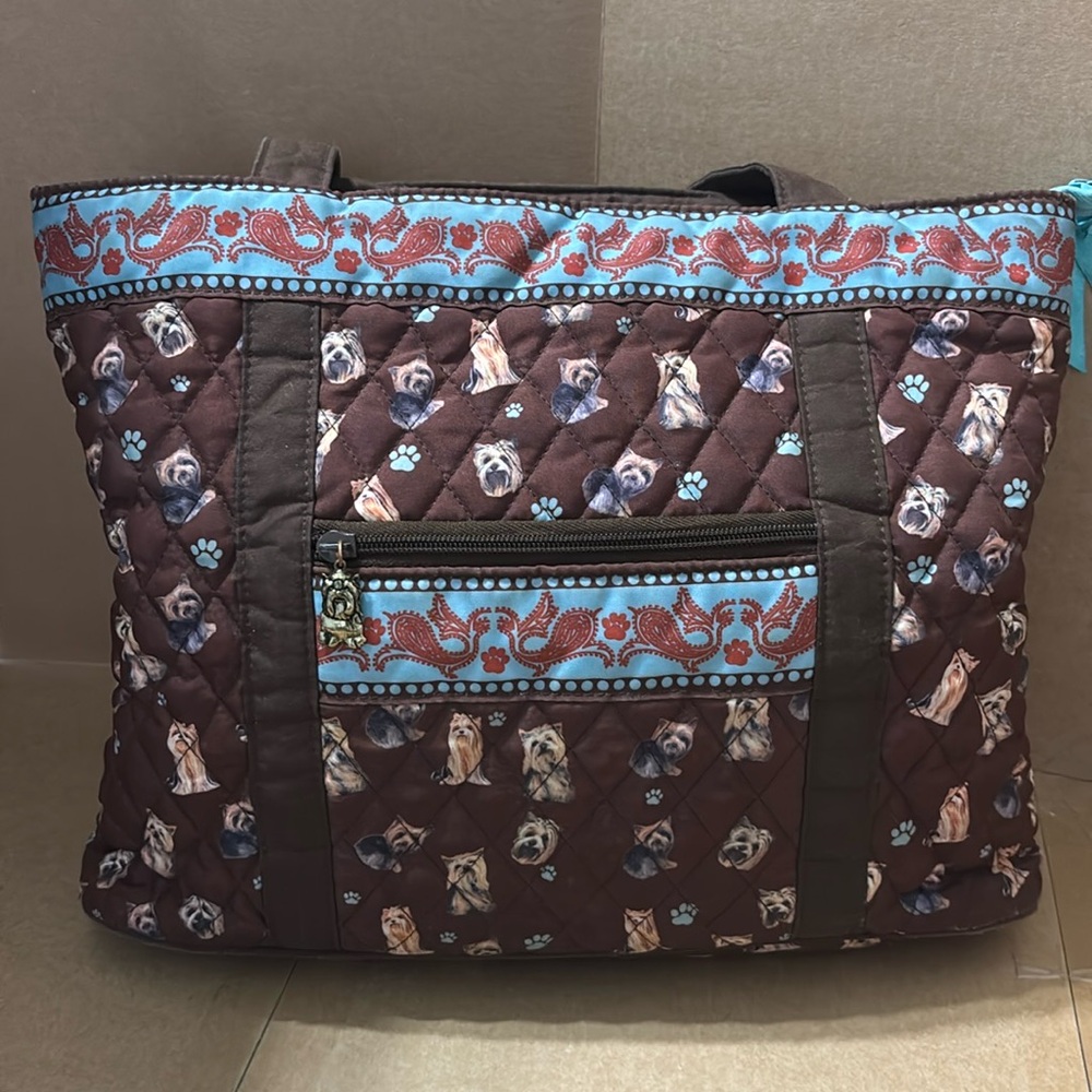 Yorkie quilted Bradford Exchange tote, bag, purse 15 x 11 x 4 Used